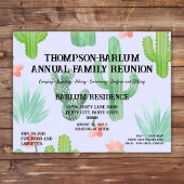 サボテンをテーマにしたファミリー懇親会招待状 ポストカード