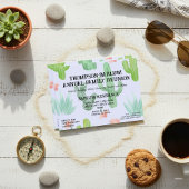 サボテンをテーマにしたファミリー懇親会招待状 ポストカード