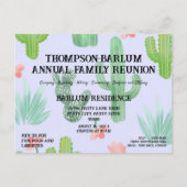 サボテンをテーマにしたファミリー懇親会招待状 ポストカード (正面)