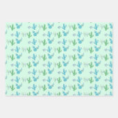 サボテンをテーマにした多肉性パステルギフトラッピング紙 ラッピングペーパーシート (正面3)