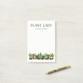 サボテンを持つ粋で、おもしろいな植物の女性 ポストイット (デスク上)