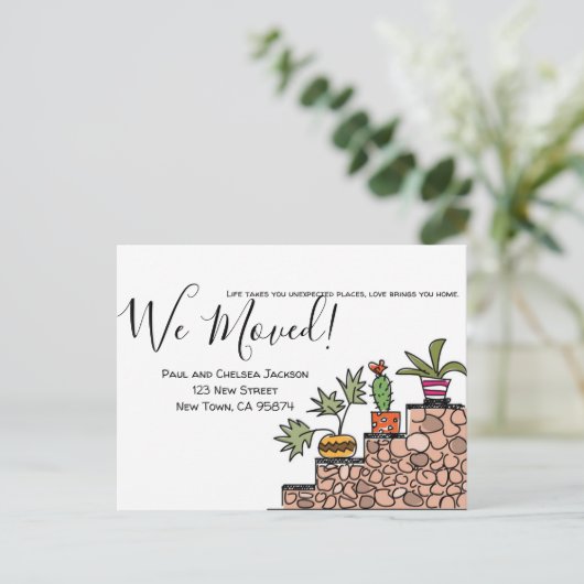 サボテンを移動しました ポストカード (スタンド正面)