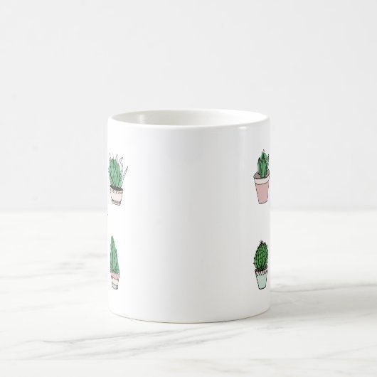 サボテンイラストレーションパーソナライズされた名 コーヒーマグカップ (中央)