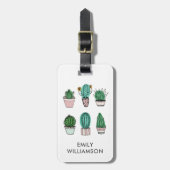 サボテンイラストレーションパーソナライズされた名 ラゲッジタグ (正面縦)