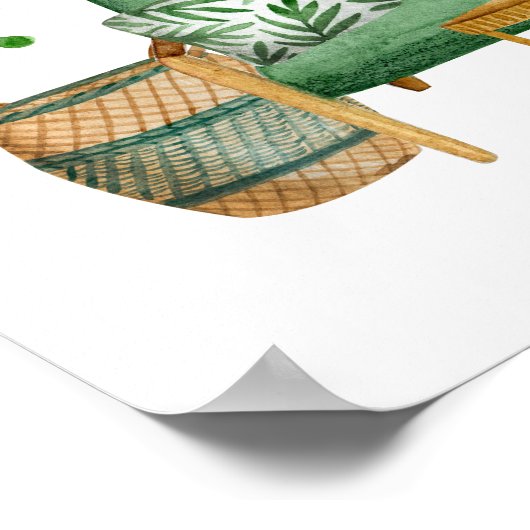 サボテンエレガントガーデン水彩画ポスター ポスター (角)