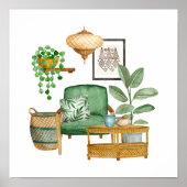 サボテンエレガントガーデン水彩画ポスター ポスター (正面)