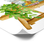 サボテンエレガントガーデン水彩画ポスター ポスター (角)