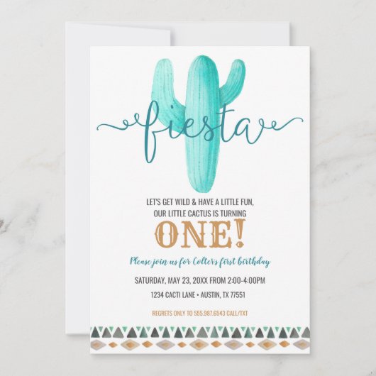 サボテンカスタマイズ誕生日ベビーシャワーフェスタ 招待状 (正面)