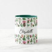 サボテンカラフルと多肉植物の花 マグカップ (中央)