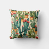 サボテンカラフルの水彩画 クッション (正面)