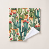 サボテンカラフルの水彩画 バスタオルセット (ウォッシュタオル)