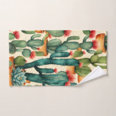 サボテンカラフルの水彩画 バスタオルセット (ハンドタオル)