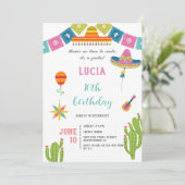 サボテンカラフルメキシカンフィエスタ誕生日 招待状 (スタンド正面)