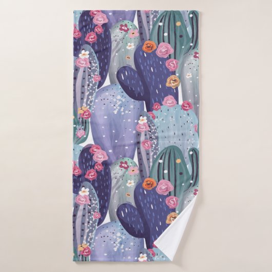 サボテンカラフル型水彩浴用タオルセット バスタオル (バスタオル)