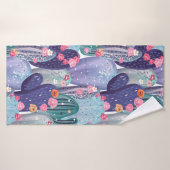 サボテンカラフル型水彩浴用タオルセット バスタオル (バスタオル)