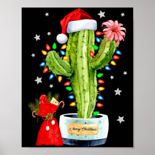 サボテンクリスマスセーターイルミネーションサンタXmas植物L ポスター