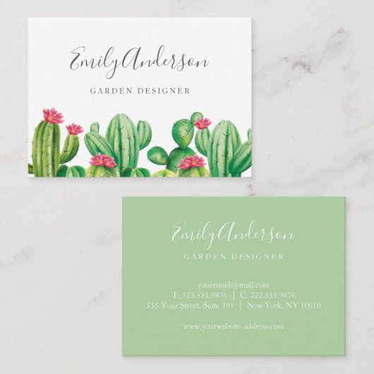 サボテングリーン名刺 名刺 (正面/裏面)