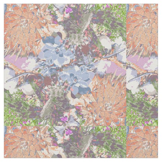 サボテンスタイリッシュと多肉類デザイン ファブリック (クローズアップ)