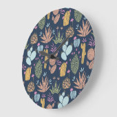 サボテンチャームカラフル:ヴィンテージフローラ ラージ壁時計 (傾斜)