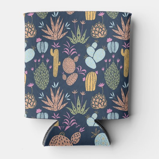 サボテンチャームカラフル:ヴィンテージフローラ 缶クーラー (正面)