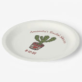 サボテンテーマブライダルシャワー パーソナライズされた ペーパープレート (アングル)