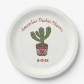 サボテンテーマブライダルシャワー パーソナライズされた ペーパープレート (正面)