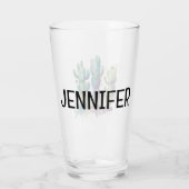 サボテンデザインとカラフル（ばちゃばちゃ）跳ねる タンブラーグラス (裏面)