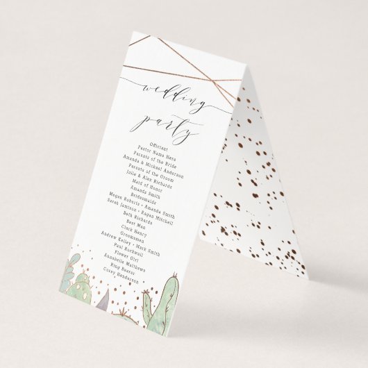 サボテントレンディー結婚式プログラム (裏面)