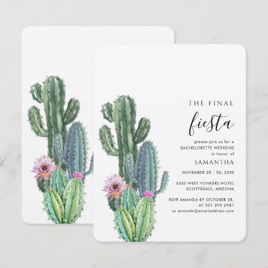 サボテンバチェロレッテ週末パーティーと旅程 招待状 (正面/裏面)