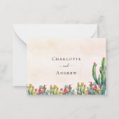 サボテンバラ金ゴールド結婚ラスティック応答RSVP ノートカード (裏面)