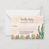 サボテンバラ金ゴールド結婚ラスティック応答RSVP ノートカード (正面)