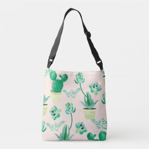 サボテンパターン調節可能なtotebag クロスボディバッグ