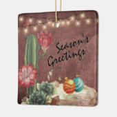 サボテンパーソナライズされたと多肉果クリスマス セラミックオーナメント (左)