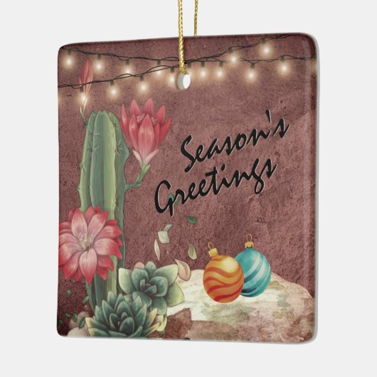 サボテンパーソナライズされたと多肉果クリスマス セラミックオーナメント (左)