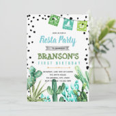 サボテンパーティー男の子赤ちゃん誕生日招待状 招待状 (スタンド正面)