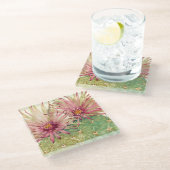 サボテンピンクの花 ガラスコースター (アングル)