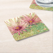 サボテンピンクの花 スクエアペーパーコースター (アングル)