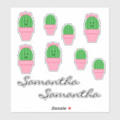 サボテンピンクフラワーポット シール (シート)