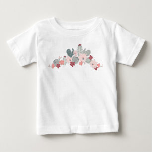 サボテンピンクミント多肉植物砂漠植物モチーフ ベビーTシャツ