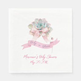 サボテンピンクリボンベビーガールシャワーナプキンズ スタンダードランチョンナプキン