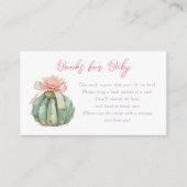 サボテンピンクリボンベビーガールシャワーブックリクエスト エンクロージャーカード (正面)