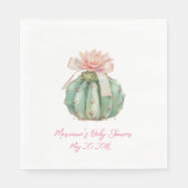 サボテンピンクリボンベビーガールシャワー スタンダードランチョンナプキン (正面)