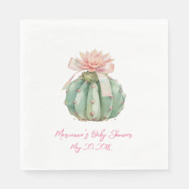 サボテンピンクリボンベビーガールシャワー スタンダードランチョンナプキン