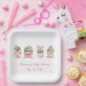 サボテンピンクリボンベビーガールシャワー ペーパープレート (パーティー)