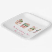 サボテンピンクリボンベビーガールシャワー ペーパープレート (傾斜あり)