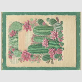 サボテンピンク花エフエマラコラージアートNo1 薄葉紙