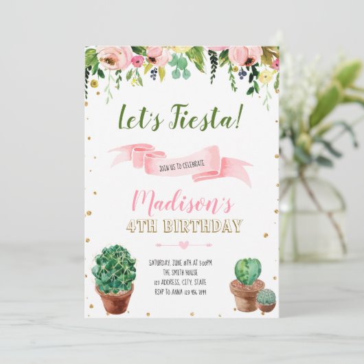 サボテンフィエスタ誕生日 招待状 (スタンド正面)