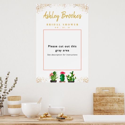 サボテンフィエスタ ブライダルシャワー フォトブース フレーム ポスター (キッチン)