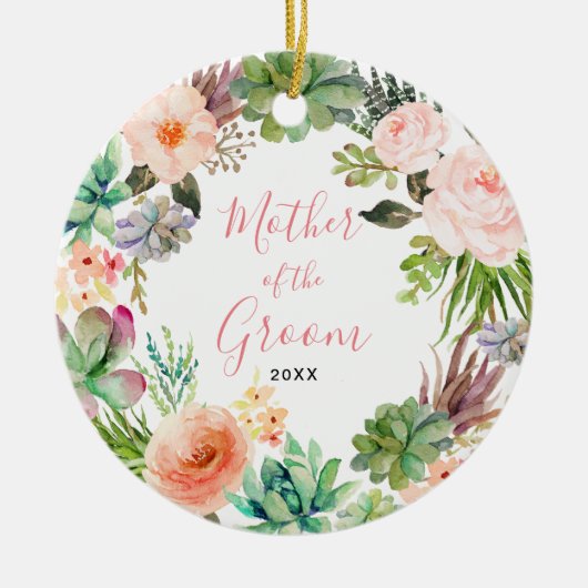 サボテンフラワーズマザーオブザグルームーブメントオーナメント セラミックオーナメント (正面)