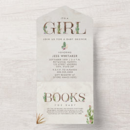 サボテンフローラブックリクエスト赤ちゃんシャワーすべて1つ オールインワン招待状